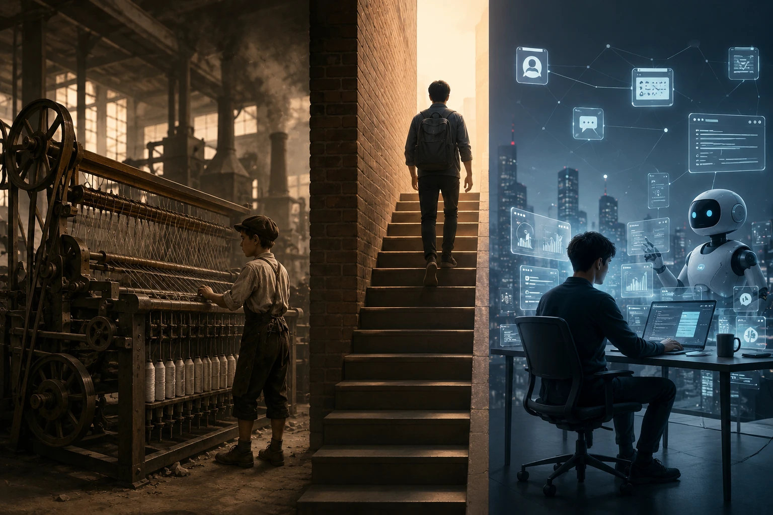 AI raises the work threshold concept image