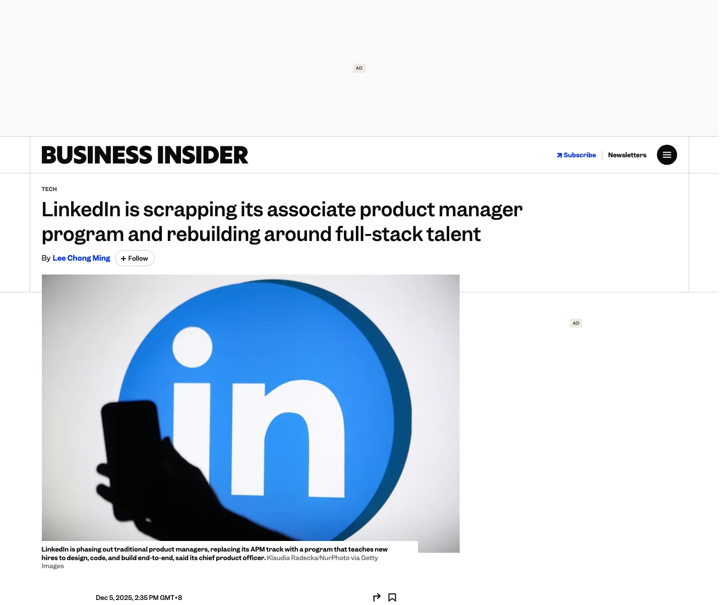 LinkedIn Associate Product Builder screenshot