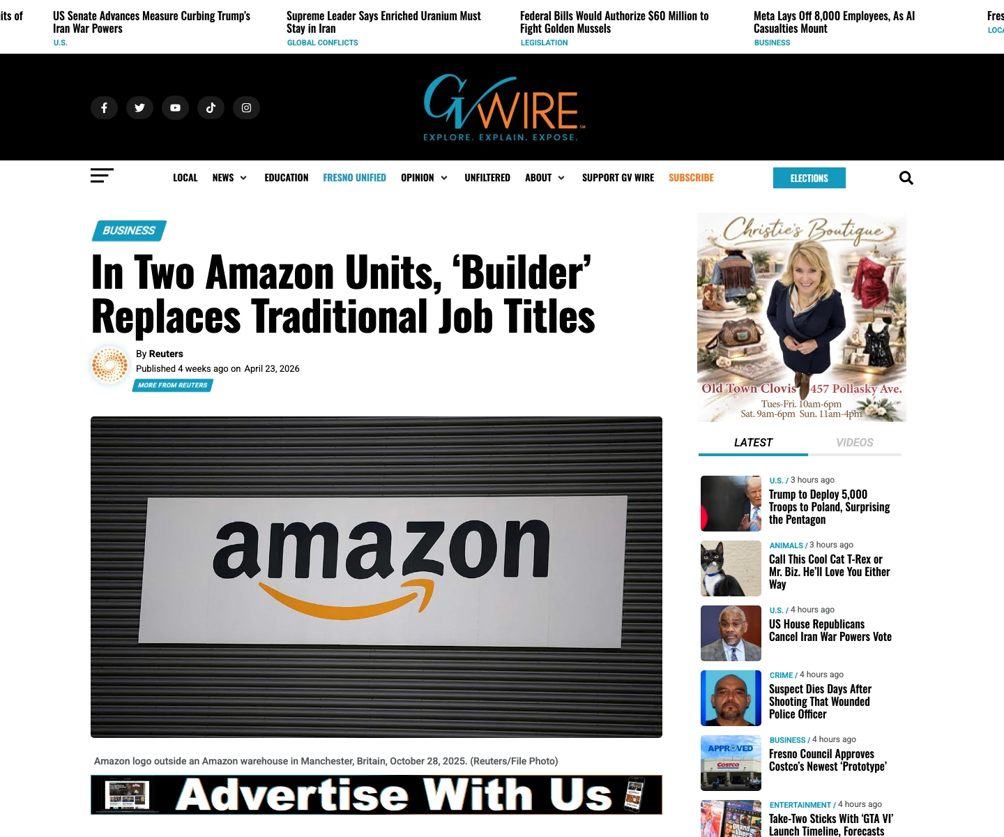 Reuters Amazon builder title screenshot